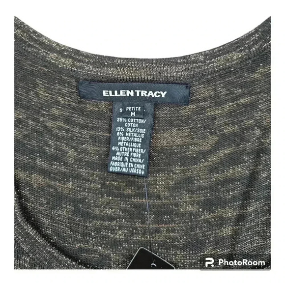 NWT Ellen Tracy Soutache Knit Cardigan and Tank Set Bronze and Gold Petite Med - Picture 15 of 16